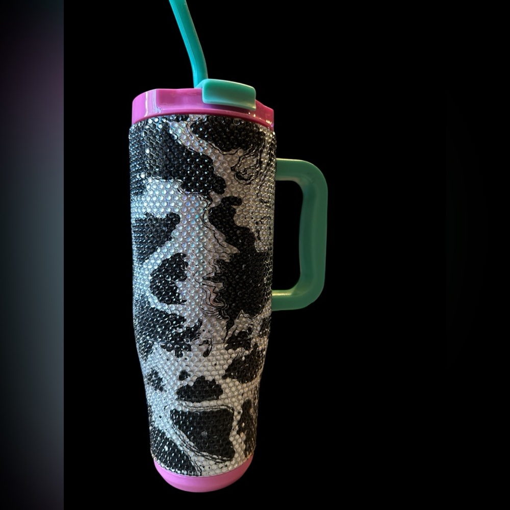 Simply Southern Pink and Black Cow Print Thermos
